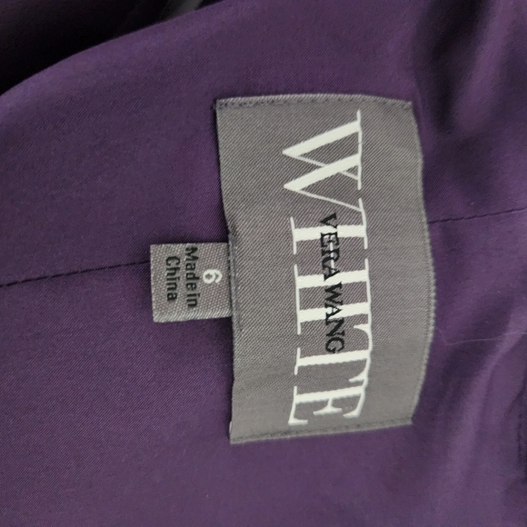 White By Vera Wang V Neck Halter Gown Dress Sash Bows Purple Size 6 - Picture 4 of 4